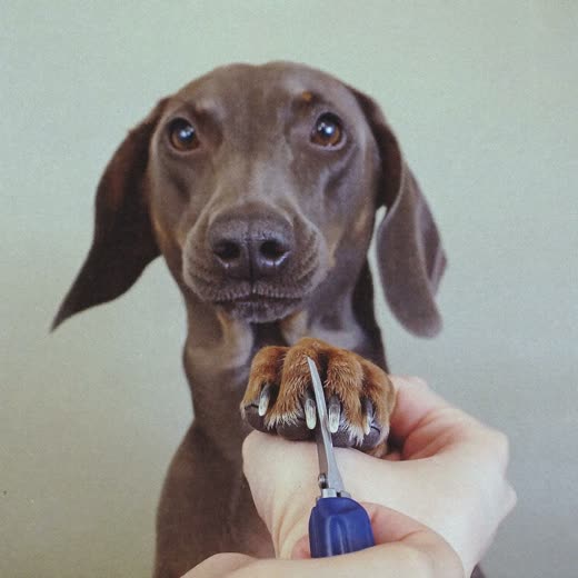 A dog's paw held gently while its nails are clipped